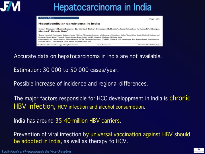 Infectious Agents and Cancers:Prevalence and Importance in Public Health in India.